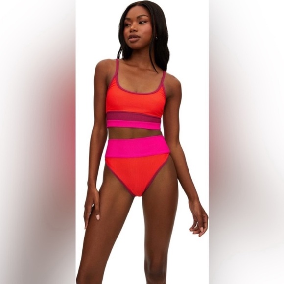 New! Beach Riot Emmy be mine colorblock high waisted bottom 24887 - Picture 4 of 9